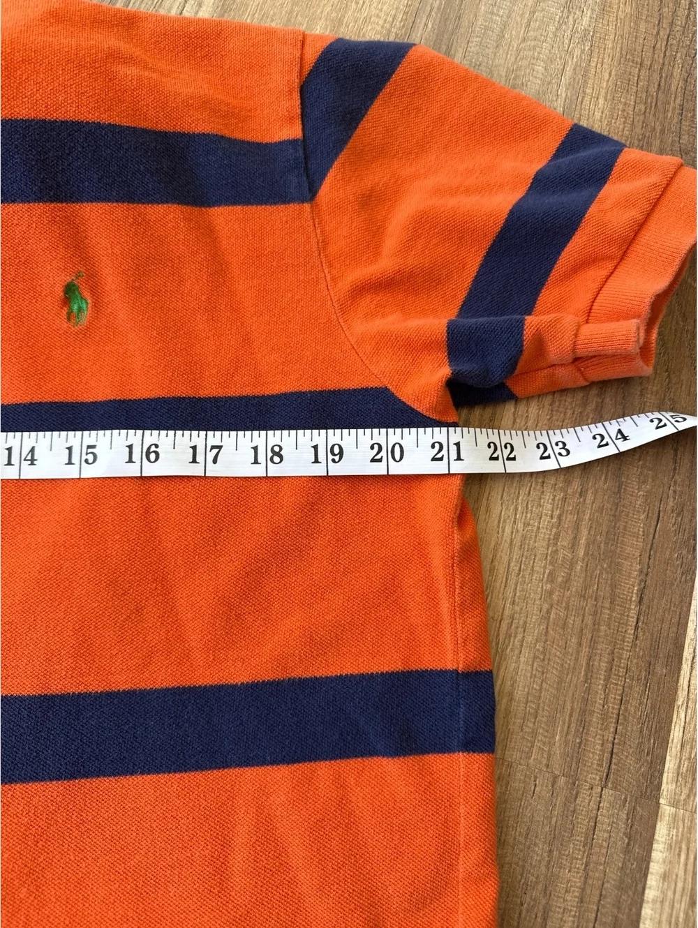 Vintage Polo Ralph Lauren Striped Polo Shirt Men's Large Orange Blue Cotton